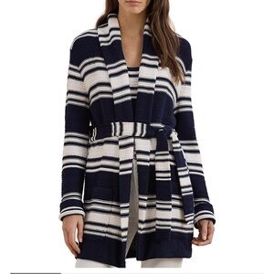 LAUREN RALPH LAUREN Striped Belted Cotton Blend Cardigan🌸